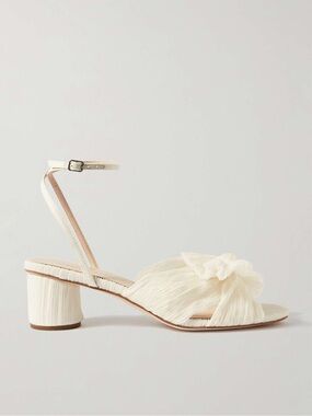 LOEFFLER RANDALL Dahlia leather-like trimmed plissé-organza sandals Size 7.5